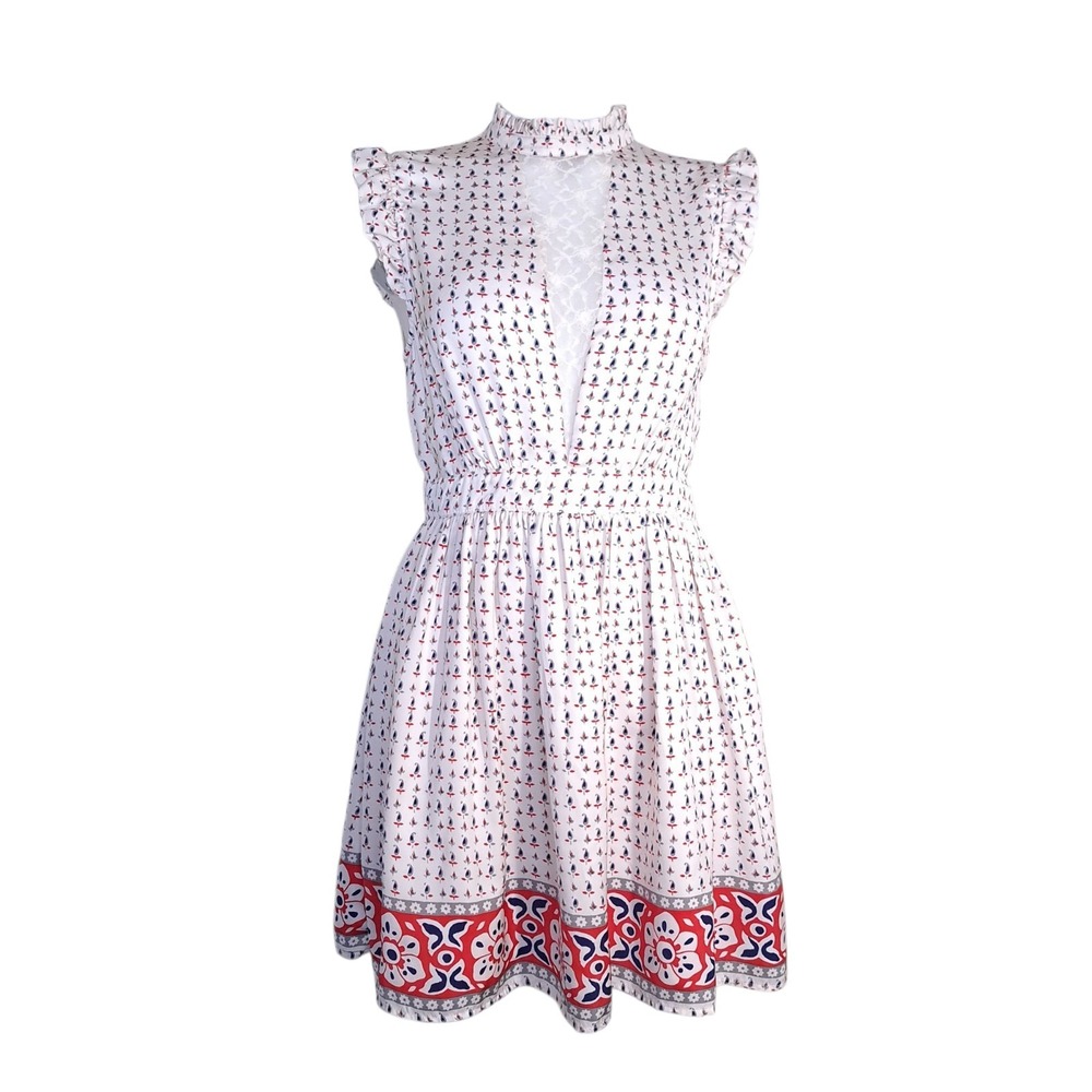Forever 21 Women's Dress Size M Sleeveless Sheer Ivory Floral Lining